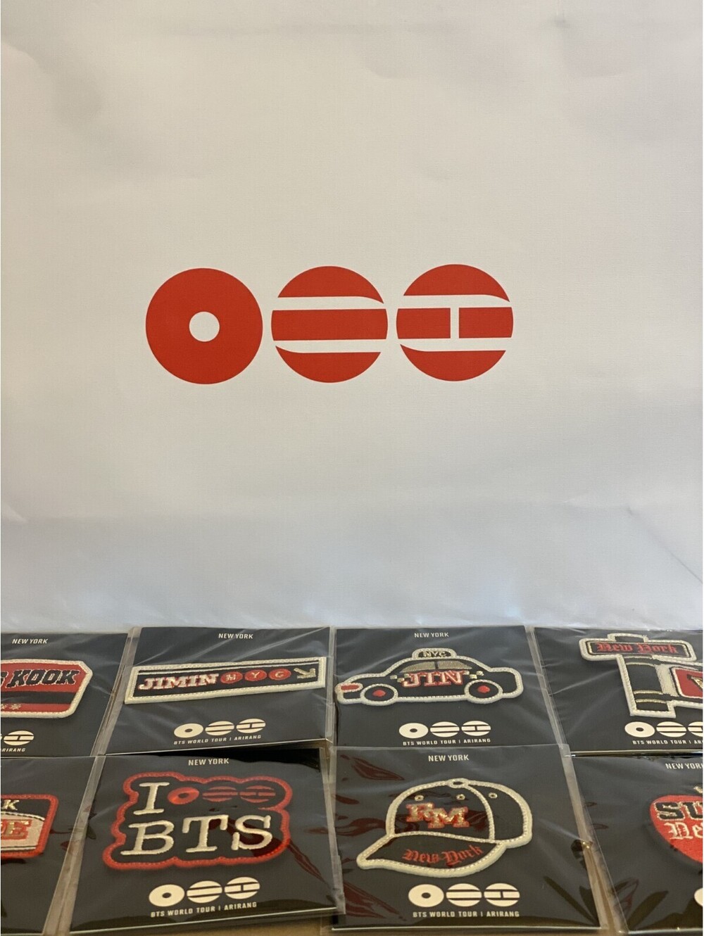 BTS NYC Pop Up Merch Set of 8 Embroidery Pins Arirang Tour